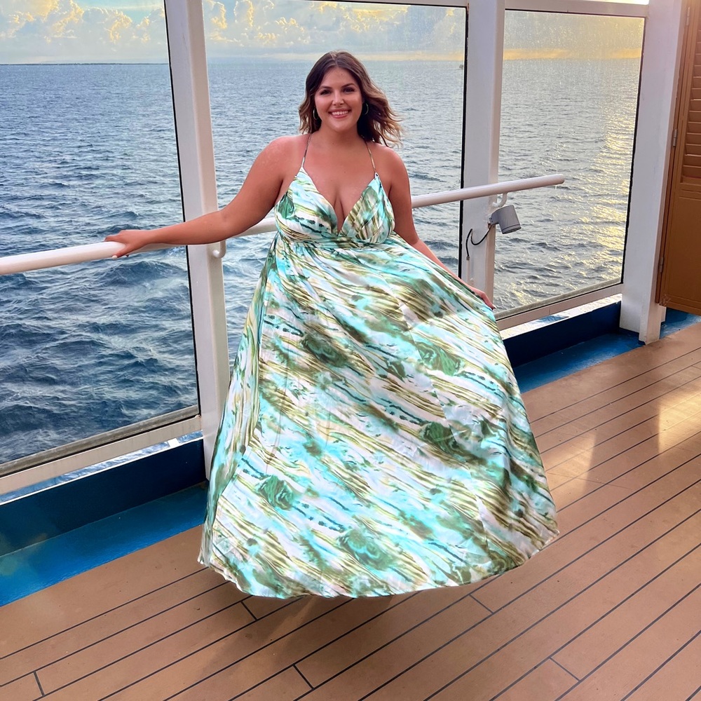 Colorful Blue Sexy Maxi Dress